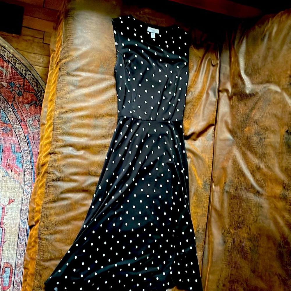 Charter Club Polka Dot Belted Midi Dress Size Small Petite